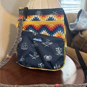 KAVU Navy and Multicolor Patterned Crossbody Bag